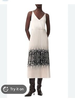 AllSaints Curtis Ophis Pleatrd Midi Dress Size L NWOT